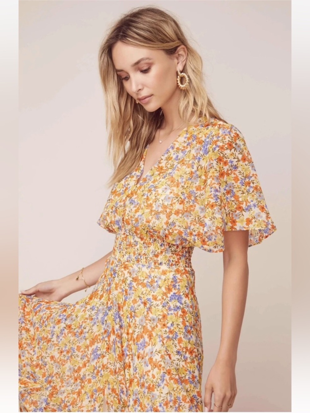 ASTR The Label Sophronia Floral Maxi Dress - Flutter Sleeve Garden Party M - Picture 2 of 16